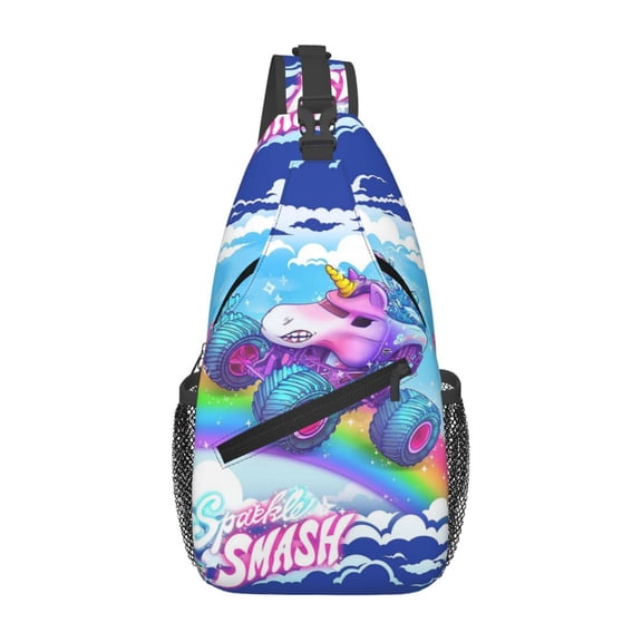 Monster Sparkle Smash Trucks Lightweight Cross Chest Bag Diagonally Sling Bag Crossbody Backpack Shoulder Bag Sports