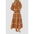 thumbnail image 5 of PRETTYGARDEN Women's Summer Button Down Shirt Dress Short Puffy Sleeve Tiered Ruffle Flowy Long Maxi Dresses, 5 of 5