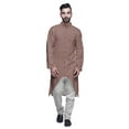 thumbnail image 1 of Atasi Kurta Asymétrique à Boutons en Coton Slub Imprimé pour Hommes, 1 of 5