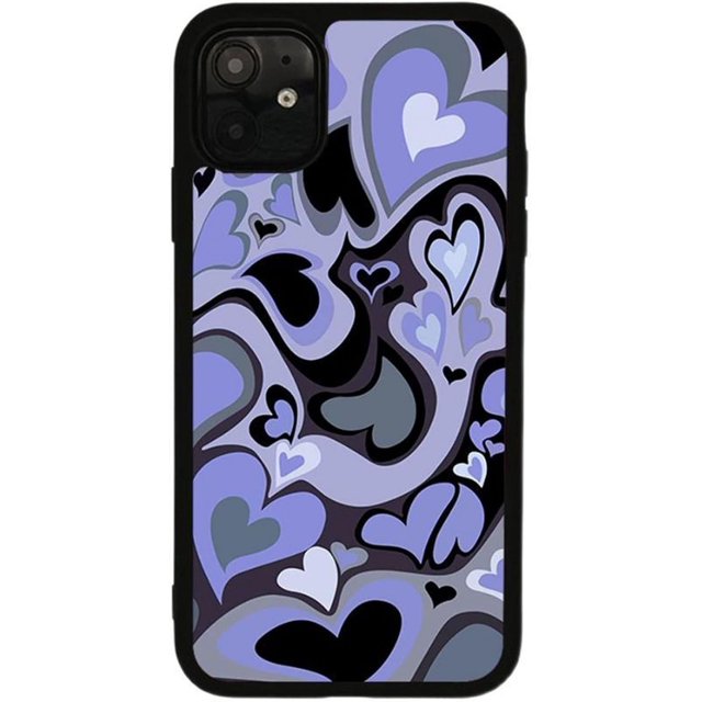 Lindos casos de teléfono púrpura amor corazón lindo estético teléfono caso delgado suave protector teléfono caso compatible