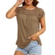 thumbnail image 1 of Camiseta sin mangas con cuello redondo para mujer, chaleco sin mangas de verano plisado con empalme frontal de encaje para uso diario, marrón M, 1 of 8