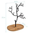 thumbnail image 4 of Navaris Metal Jewelry Tree Stand - Organizer Hanger Display Holder with Bamboo Dish Base to Store Necklaces, Bracelets, Rings, Accessories, 4 of 7