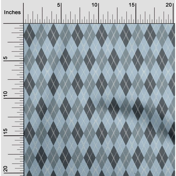 oneOone Silk Tabby Light Dusty Blue Fabric Argyle Check Sewing Craft Projects Fabric Prints By Yard 42 Inches Wide