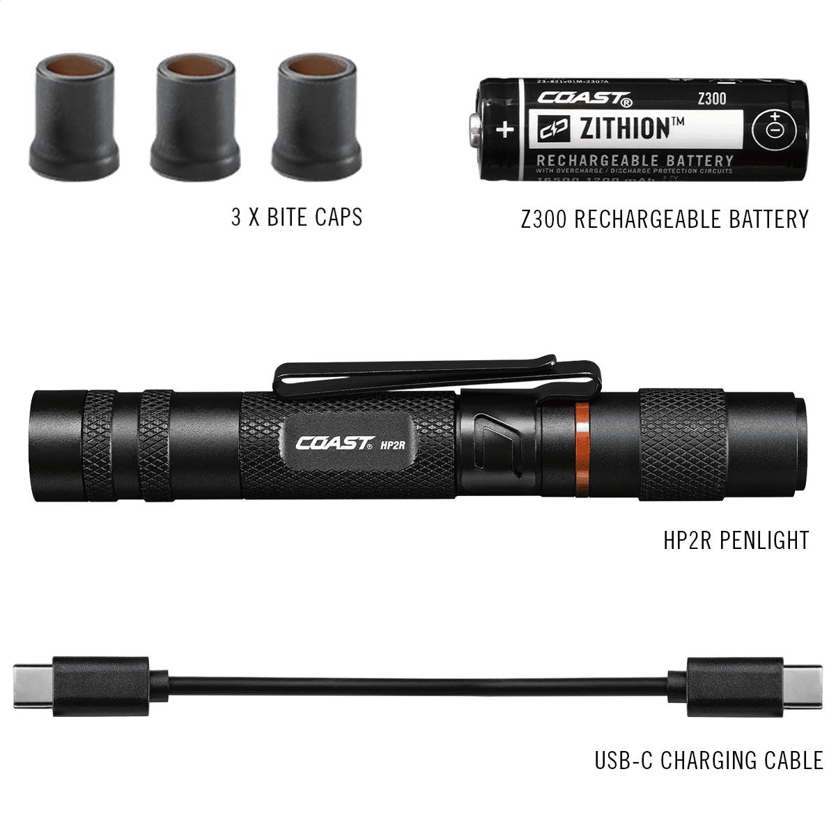 COAST 31105 Rechargeable Flashlight Twist Focus Dual Power AC DC USB Charging