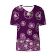 thumbnail image 4 of Nmnitkp Women's Tops, Tees & Blouses Polka Dot Print Asymmetrical V-Neck Short Sleeve T-Shirt, Casual Loose Fit Spring Summer Tops for Daily Wear Dark Blue,XL, 4 of 5