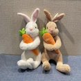 thumbnail image 4 of Conejito de Pascua de peluche, muñeco de conejo de Pascua, conejito abrazando zanahorias, juguetes de peluche para regalo de niños, marrón, 4 of 5