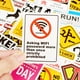 thumbnail image 2 of Paquete de 50 pegatinas de vinilo impermeables para botellas de agua para portátiles, 50 diseños diferentes (señal de advertencia estilo 5), 2 of 4