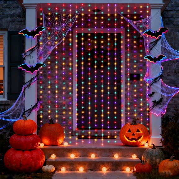 300 LED Christmas Curtain Lights For Windows Indoor Outdoor,10ft X 10ft Color Changing Curtain String Lights,120V Plug In,11 Modes Long Icicle Lights,Timer, Rainbow Hanging Backdrop Lights