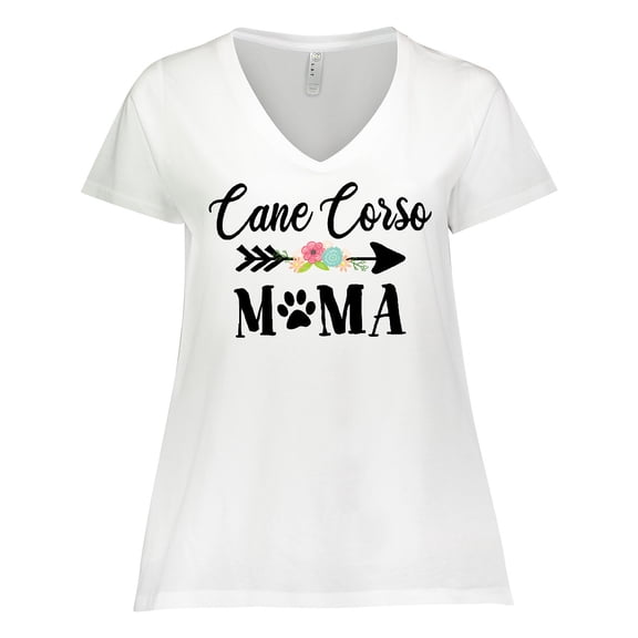 Inktastic Cane Corso Mama with Flowers and Arrow Women's Plus Size V-Neck T-Shirt