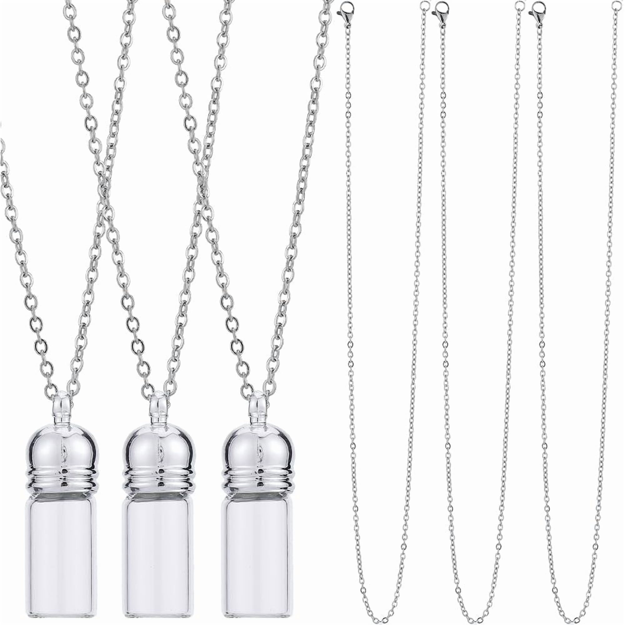 1 Box 10 Sets Glass Vial Necklace Making Kit Vial Necklaces Bulk Glass Bottle Charm Mini Wish Bottles for Jewelry Making Kits Memorial Keepsake Perfume Hair Mud Supplies Clear