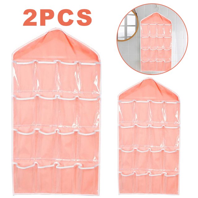 Organizador Calcetines Colgantes 16 Bolsillos para Almacenamiento Ropa Interior Armario (rosa)