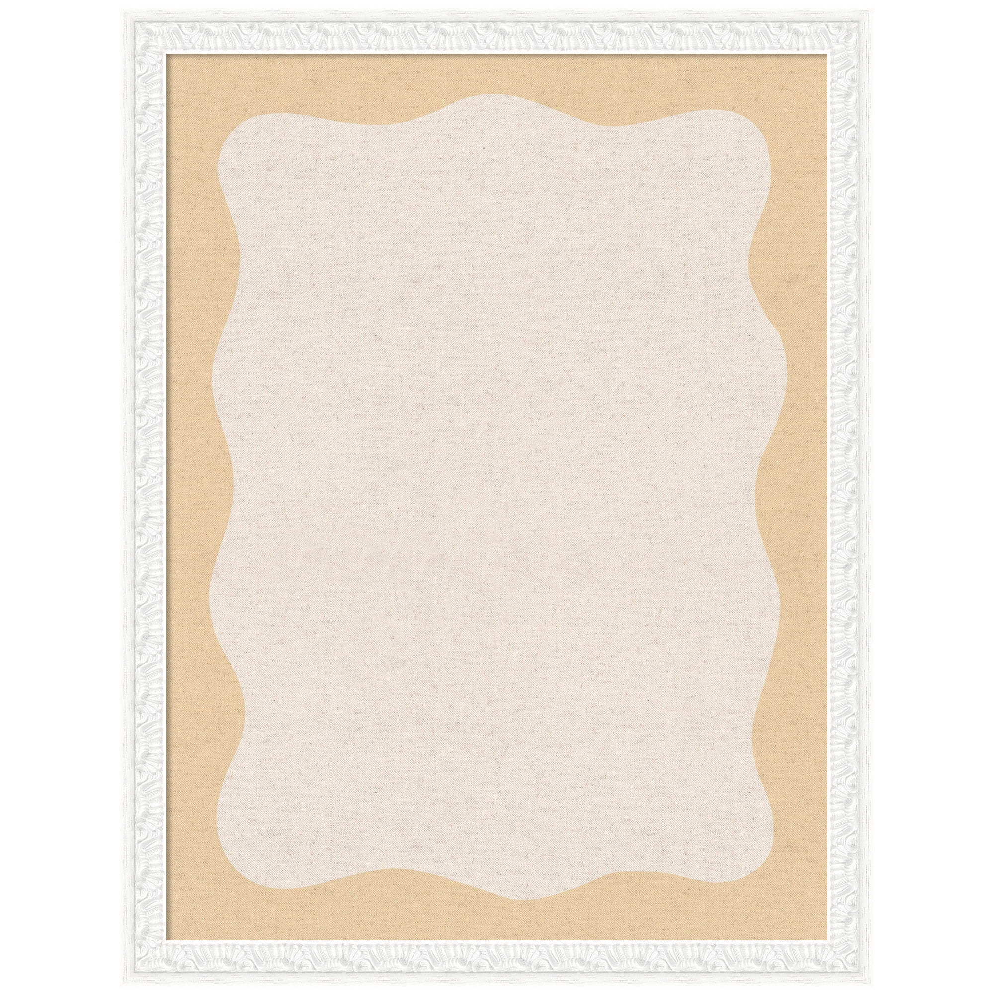 Kate and Laurel Framed Fabric Pinboard 20 x 26,  Printed Linen Decorative Bulletin Board for Use as a Vision Board or Wall Organization, Bethany White Frame