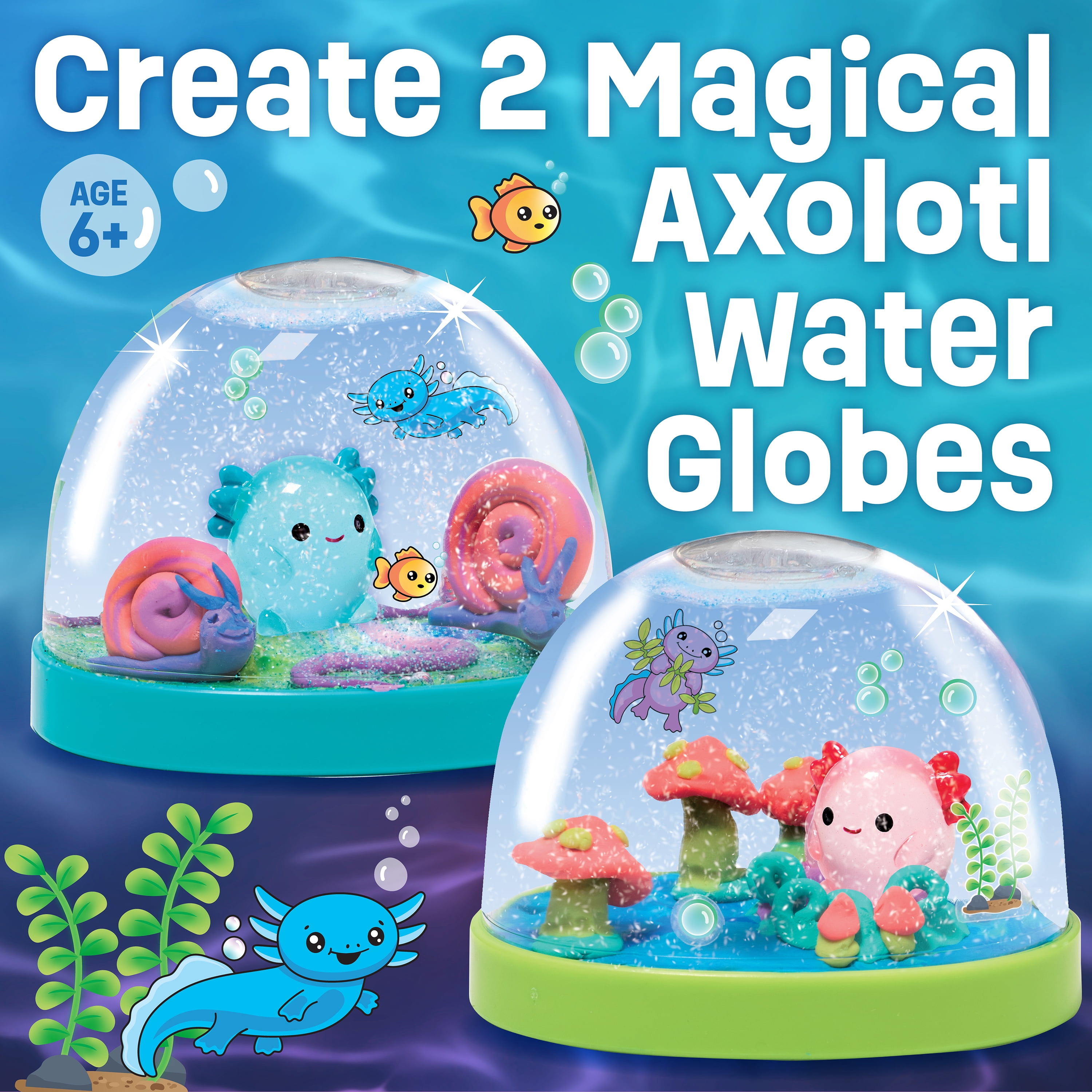 Creativity for Kids Make Your Own Water Globes: Magical Axolotls - Create 2 Snow Globe Axolotl Craft Kit Toys, Ages 6-8+