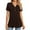 Brown, variant on Otvok Short Sleeve T-Shirts for Women's Casual Solid V Neck Button Tunic Basic Summer Tops Shirt