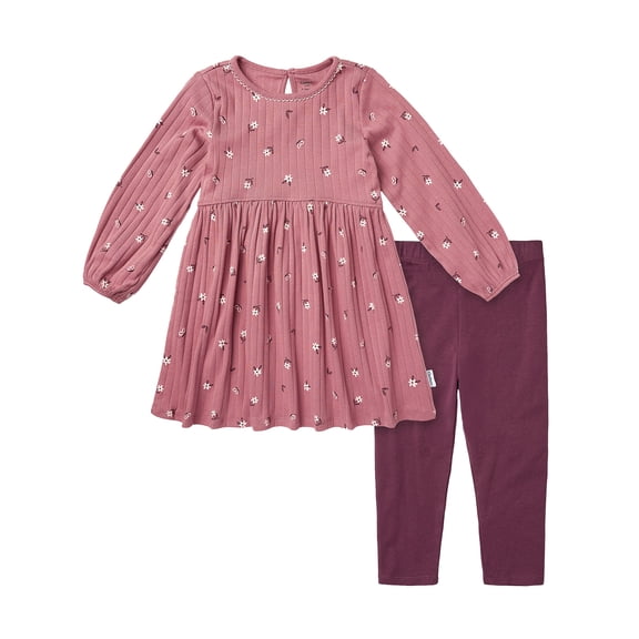 Gerber Baby and Toddler Girl 2pc Dress & Leggings Outfit Set, Sizes (12 Months-5T)