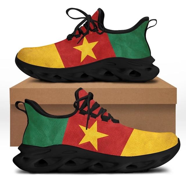 Zapatillas deportivas con diseño de bandera para mujer, calzado deportivo para exteriores, para correr, de malla transpirable, para fútbol,