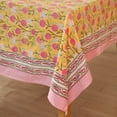 thumbnail image 4 of Handblock Print Cotton Tablecloth – Red Floral Cotton Indian Table Cover with Floral Block Print – Washable Dining Table Linen (72x135 Inches), 4 of 5