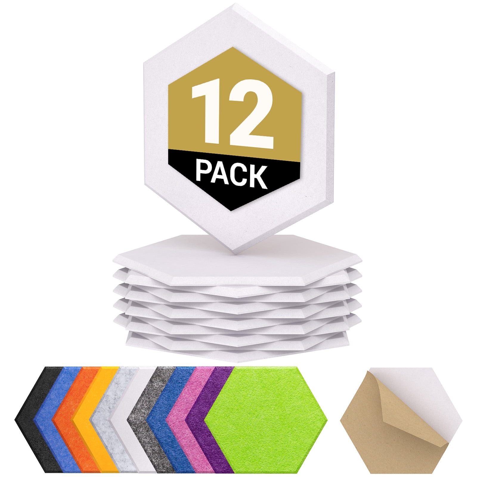 TONOR Hexagon Acoustic Panels, 12 pack Soundproofing Wall Panels, High Density Sound Absorbing Panels for Interior Wall Décor, White