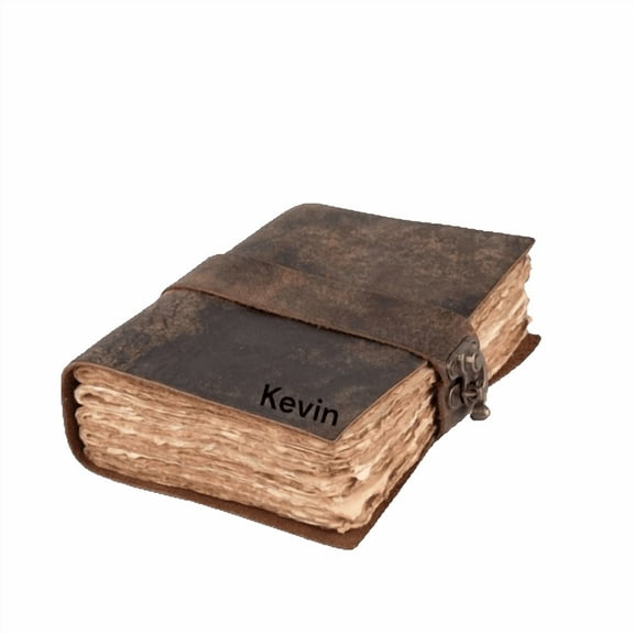 Handmade Rustic Leather Journal, 5x7 Inch Vintage Notebook with 200 Handmade Paper Pages, Wrap-Around Strap, Antique Diary for Writing & Sketching