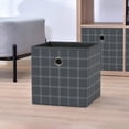 thumbnail image 4 of Mainstays Collapsible Fabric Cube Storage Bins (10.5" x 10.5"), 4 Pack, Gray Windowpane, 4 of 6