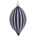 thumbnail image 3 of Northlight 5.75" Blue and White Striped Finial Glass Christmas Ornament, 3 of 7