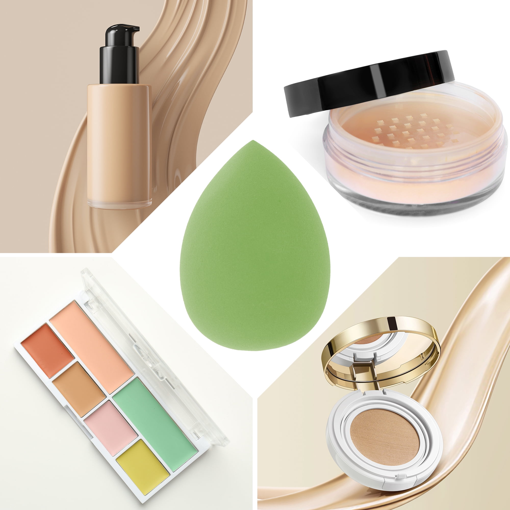 Unique Bargains 2 Pcs Portable Teardrop Face Makeup Sponge Green