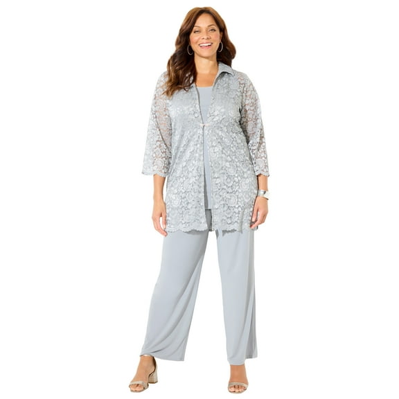 Catherines Women's Plus Size 3-Piece Lace Pant Suit