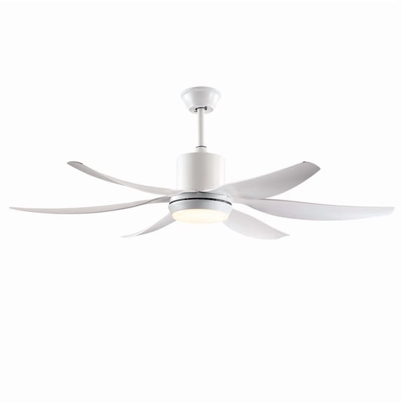 TICOZE 56 Inch 6 Blade White ABS Ceiling Fan with Light Kit 3 Color LED DC 6 Speed Remote Control Ceiling Fan for Patio, Living Room, Bedroom, Office, Indoor