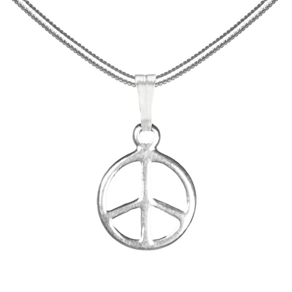 Small and Dainty Sterling Silver Peace Charm, Stainless Steel Snake Chain Necklace, 18 Inch