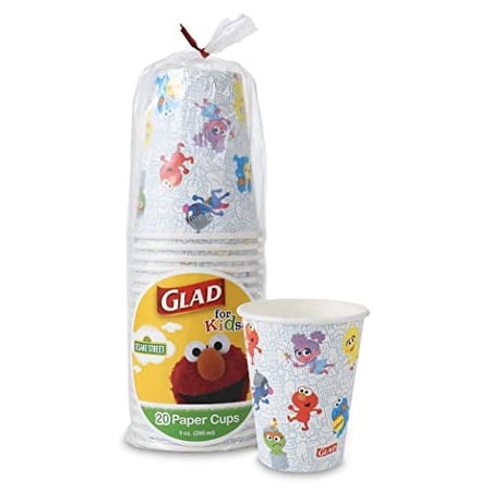 Glad for Kids Sesame Street Days Paper Cups | Sesame Days Cups  Kids Drinking Cups | Sesame Street Friends Paper Cups for Everyday Use  9 oz Paper Cups 20 Ct