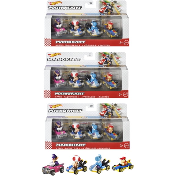 Hot Wheels Mario Kart 4-Pack 3-Piece U Assortment (Nintendo)