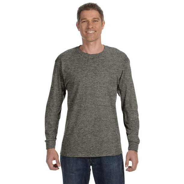 Gildan - The Gildan Adult 53 oz Long Sleeve T-Shirt - GRAPHITE HEATHER ...