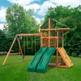Gorilla Playsets Avalon 011085 Wood Swing Set with Vinyl Canopy, Dual Alpine Slides, and Rock