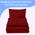 thumbnail image 3 of KOMFIT 800 Thread Count Pinch Pleated Duvet Cover set 100% Egyptian Cotton with Zipper Closure & Corner Ties 1 Duvet Cover & 4 Pillow Shams Burgandy Solid , Alaskan King (132x120), 3 of 6