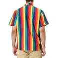thumbnail image 3 of MODA NOVA Big & Tall Men's Striped Shirt Short Sleeve Button Down Beach Shirt Rainbow Yellow LT, 3 of 6