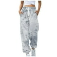 thumbnail image 3 of QATAINLAV Baggy Sweatpants for Women Casual Cinch Bottom Trousers Trendy Tie Dye Prints Joggers Pants Drawstring High Waist Sweat Pant with Pockets Camisas Para Hombres Gray M, 3 of 6