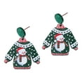 thumbnail image 1 of Pendientes colgantes de Navidad para Mujer muñeco de nieve verde, 1 of 8