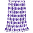 thumbnail image 2 of Lsque Purple argyle Pattern Fuzzy Fleece Throw Blanket Extra Large,Super Soft,Fluffy and Warm Blankets for Couch,Bed,All Season Use-50"x40", 2 of 7