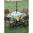 thumbnail image 4 of Outdoor Tablecloth with Umbrella Hole for Patio/Picnic/Party/Camping, Blue Dinosaur Waterproof Table Cloth Square Cover Washable, Palm Trees Mountains Modern Abstract Art (54"x 54"), 4 of 8