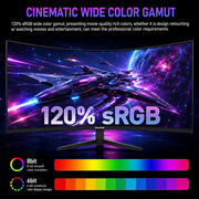 Gawfolk 49 Curved Ultrawide Gaming Monitor, 120Hz DQHD 5120x1440, 32:9, Speakers, Black