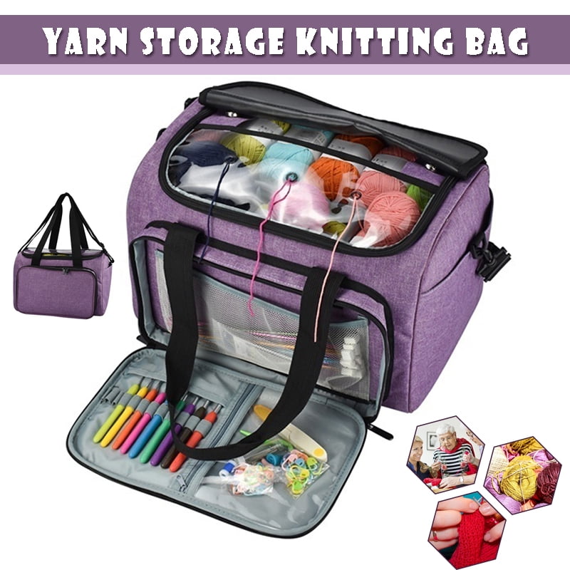 15X9.8X10.2" Knitting Yarn Needle Storage Bag Organizer Wool Storage