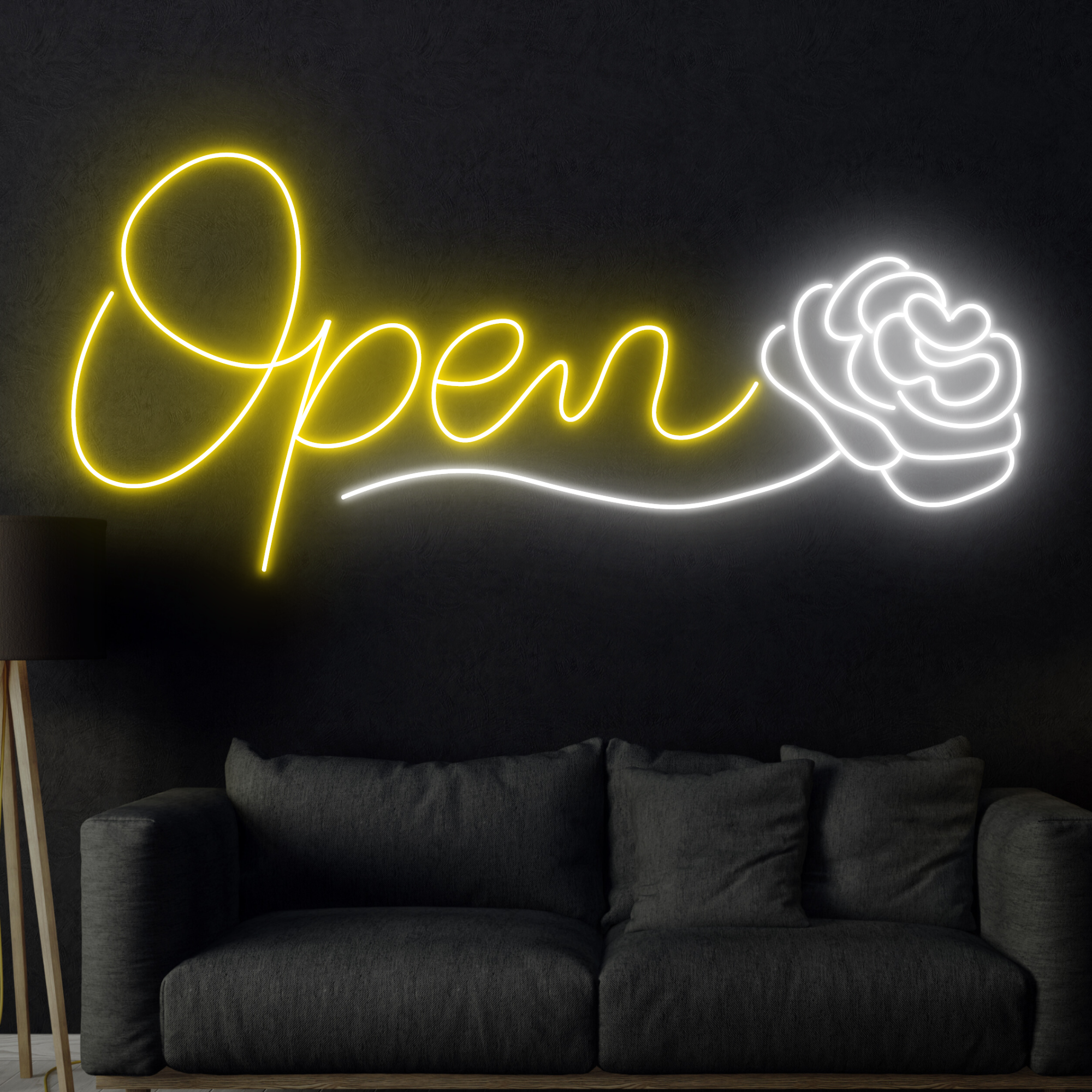 Craftnamesign Open Flower Neon Sign, Flower Wall Decor, Flower Wall Art