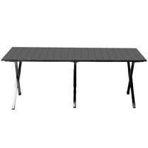 fashion Folding Camping Table Portable Picnic Table, Lightweight Roll up Side Table Outdoor Camp Table for Travel Hiking Backyard BBQ Party, 46x24 in, Black