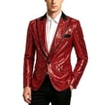 thumbnail image 4 of WIZUTIZ Men's Sequin Party Blazer Long Sleeve Sparkly Suit Jacket for Stage Holiday Concert Club Event Night Out Wear, 4 of 6