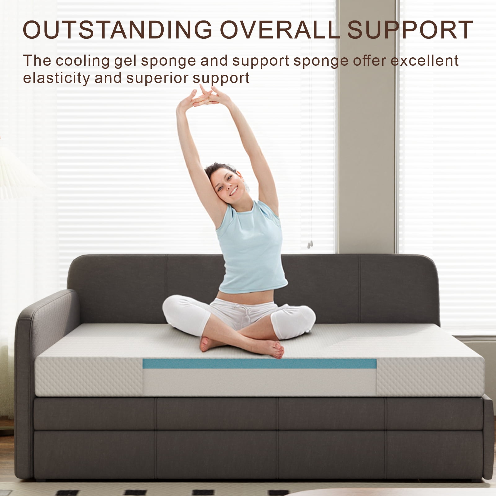5 Inch Twin Daybed Mattress with Cooling Gel Memory Foam, Medium Firm, Fiberglass-Free