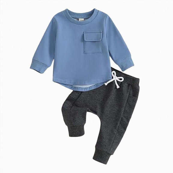 xaweyi Infant Toddler Baby Boy Clothes Fall Winter Outfit Long Sleeve Crewneck Sweatshirt Top Casual Pants Set,Sizes 18-24 Months