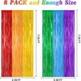 thumbnail image 3 of 8 Pack Rainbow Backdrop, 3.28 FT x 7.05 FT Backdrop Curtains, Metallic Fringe Curtains Tinsel Bakdrop Party Streamer, Wedding Decor Rainbow Party Decorations Pride Photo Booth Props, 3 of 14
