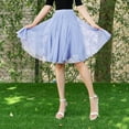 thumbnail image 2 of Skirts for Women High Knee Skirt Pleated Length Skirt Dancing Half Skirt Solid Womens Clothes Light Blue One Size, 2 of 4