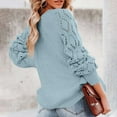thumbnail image 4 of Zpanxa Women Casual Fashion Solid Hollow Out Pullover Long Sleeve Round-Neck Sweater Blue M, 4 of 8