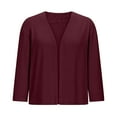 thumbnail image 2 of Womens Fall Oversized Cardigans New Women's Cropped Cardigan 3/4 Sleeve Open Front Basic Knitted Sweater Soft Lightweight Knitted Tops Wine S, 2 of 7